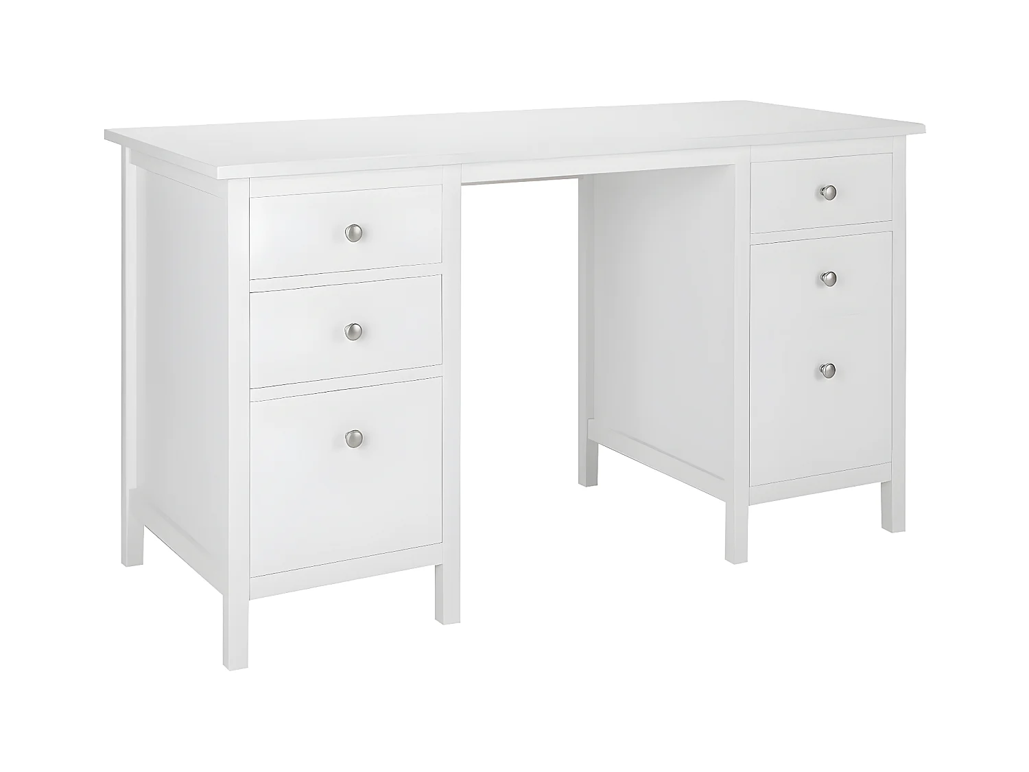 Escritorio ALBANE - 4 cajones - 1 puerta - Pino blanco