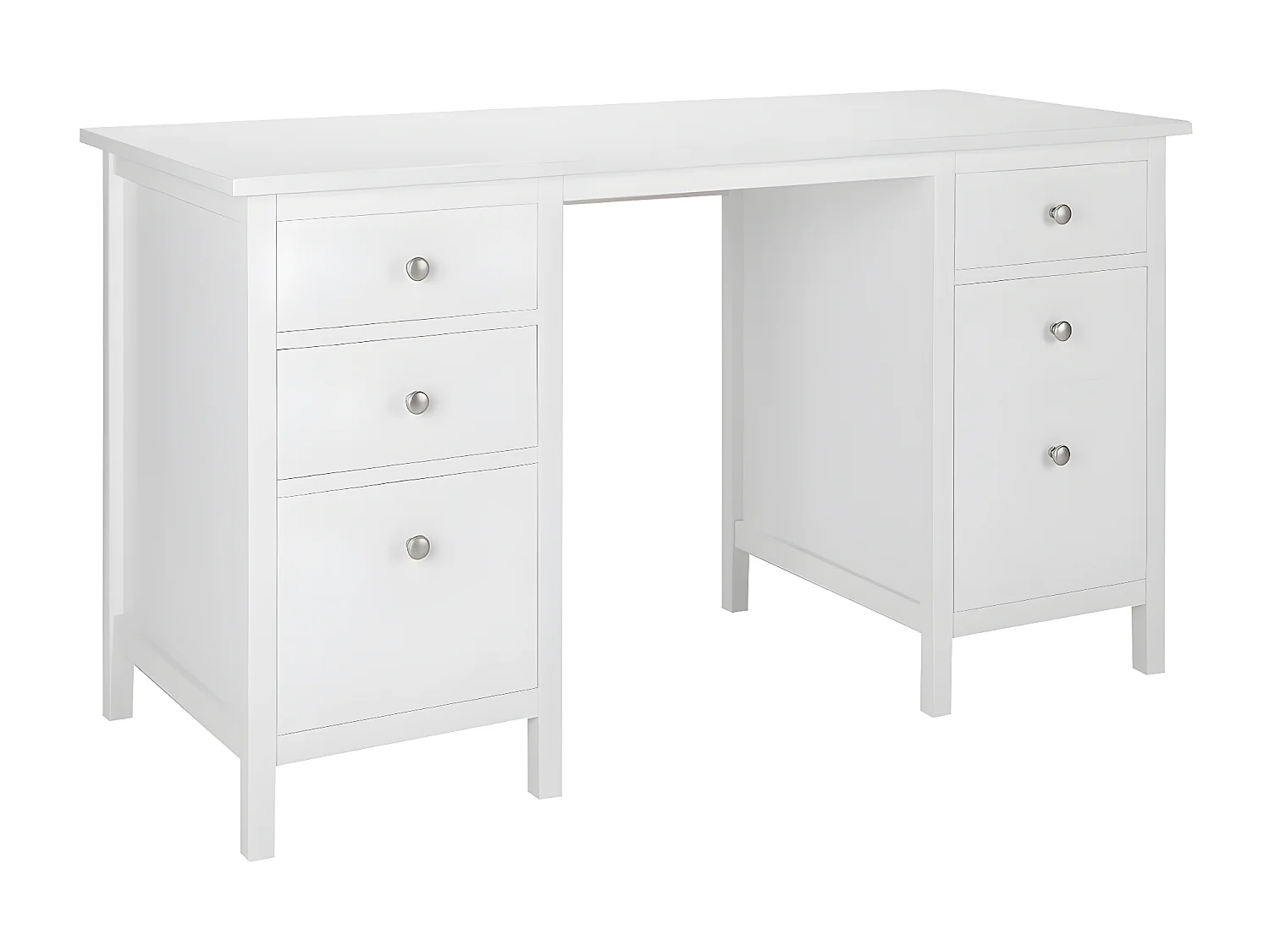 Bureau ALBANE - 4 tiroirs - 1 porte - Pin blanc