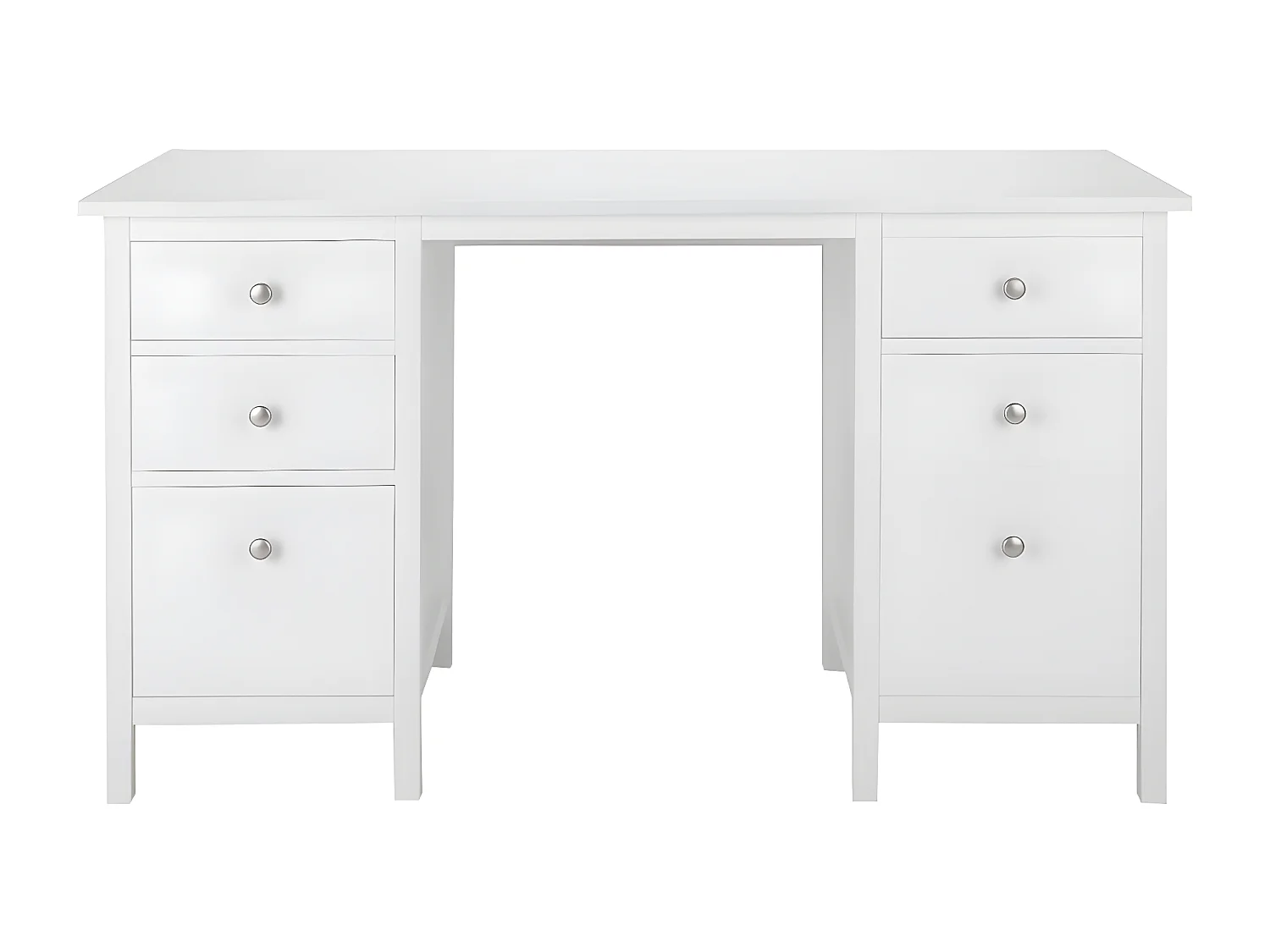 Bureau ALBANE - 4 tiroirs - 1 porte - Pin blanc