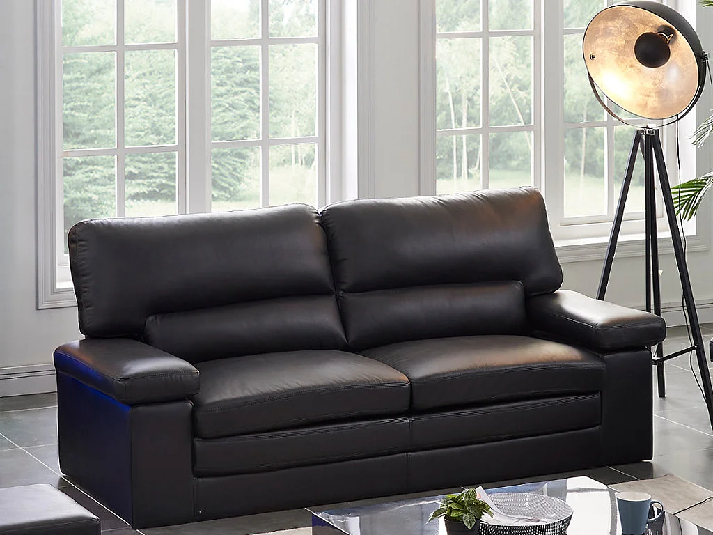 Divano 3 posti in pelle di bufalo Nero - MIMAS