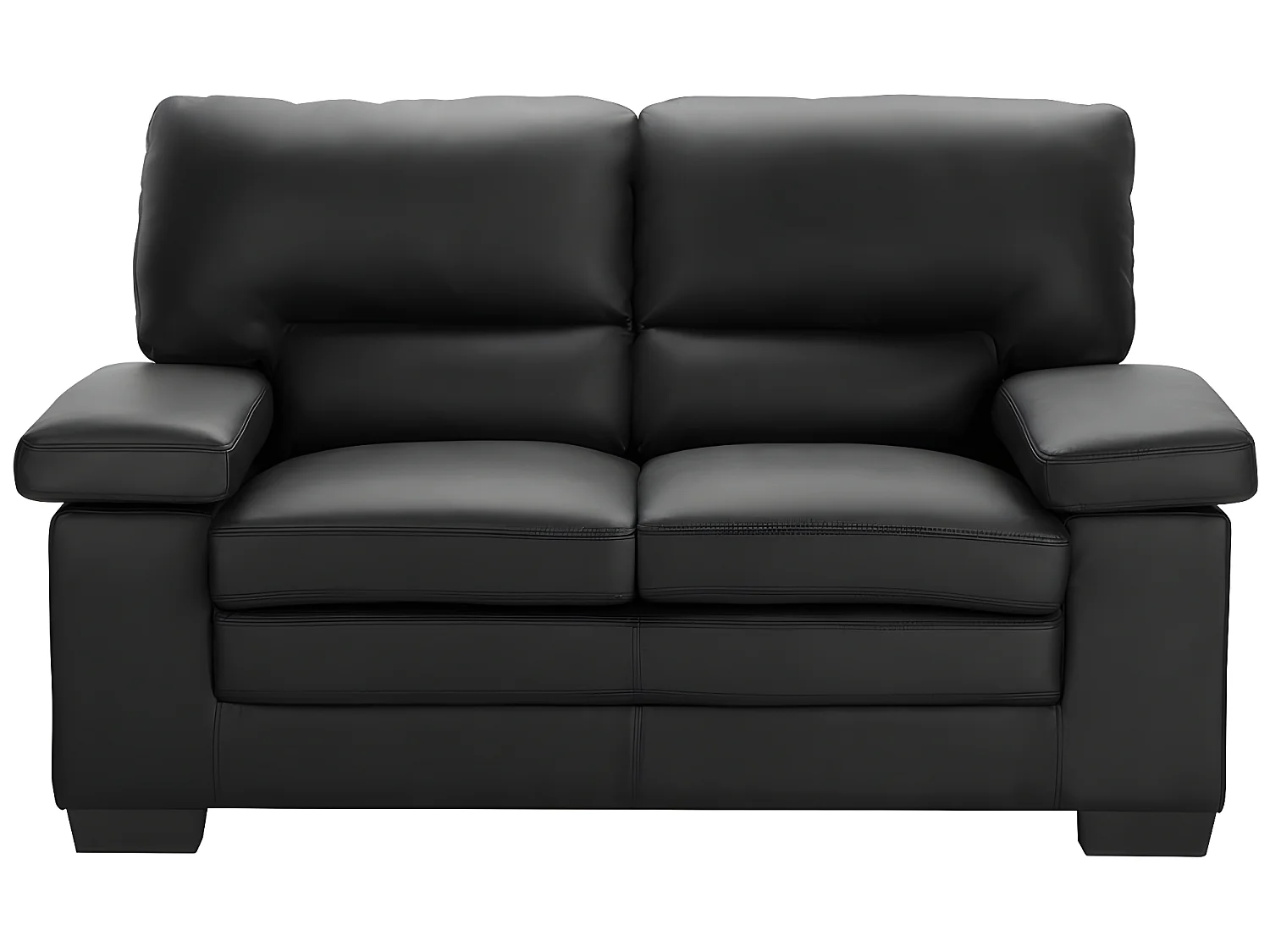 Ledersofa 2-Sitzer - Büffelleder - Schwarz - MIMAS