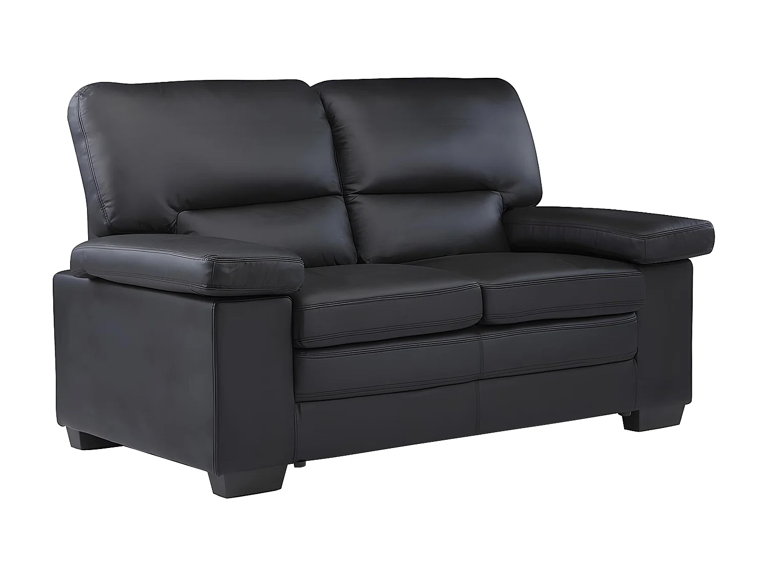 Ledersofa 2-Sitzer - Büffelleder - Schwarz - MIMAS