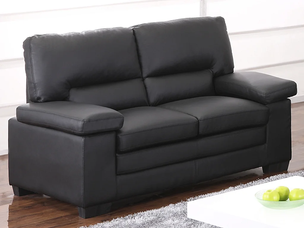 Divano 2 posti in pelle di bufalo Nero - MIMAS