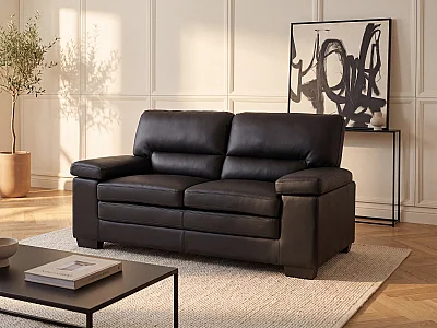 Ledersofa 2-Sitzer - Büffelleder - Schwarz - MIMAS