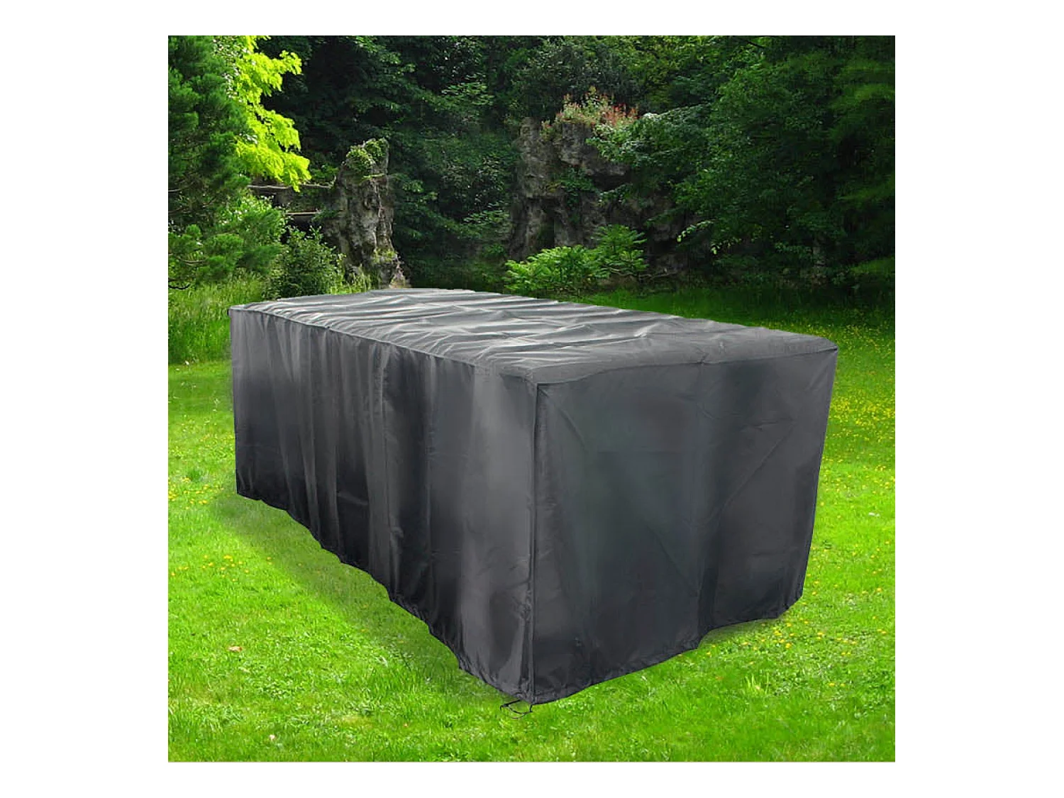 Beschermhoes voor tuinset Lusiana 8 plaatsen 194x94x68cm Zwart