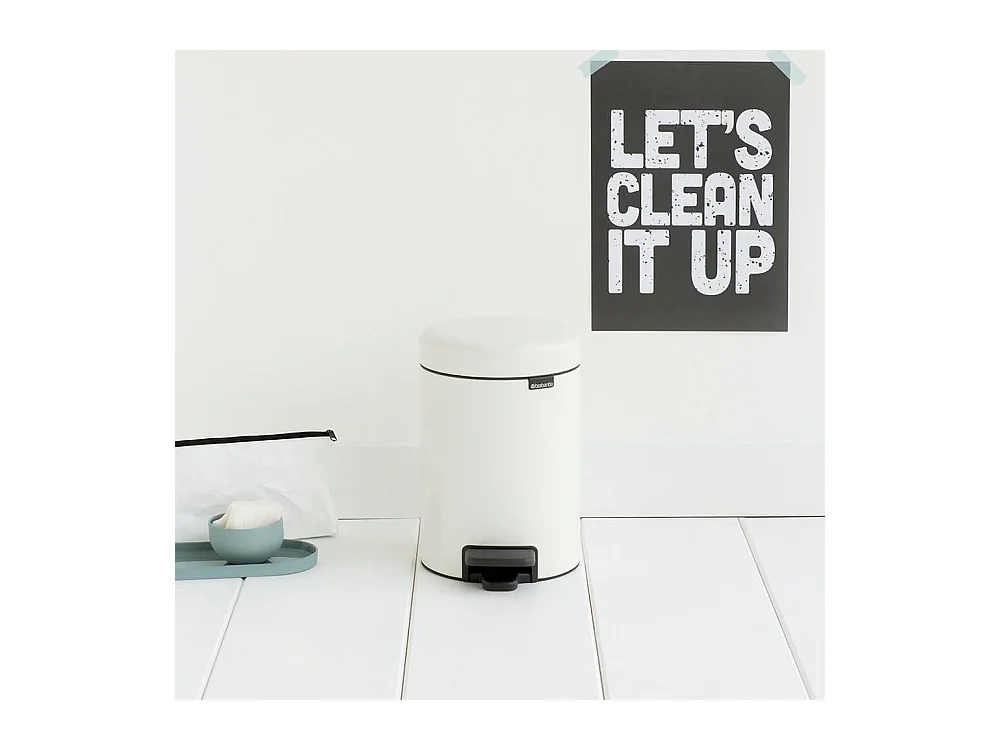 Cubo de Basura con Pedal New Icon 3L Blanco Brabantia - Cierre Suave y Antiodor