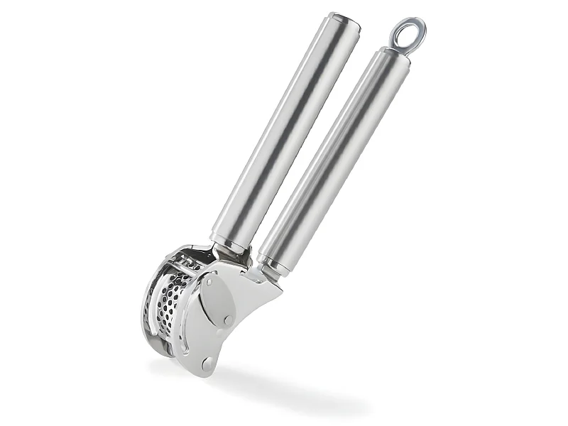 Pressa-aglio con gancio in acciaio inox e raschietto Rösle 20 cm