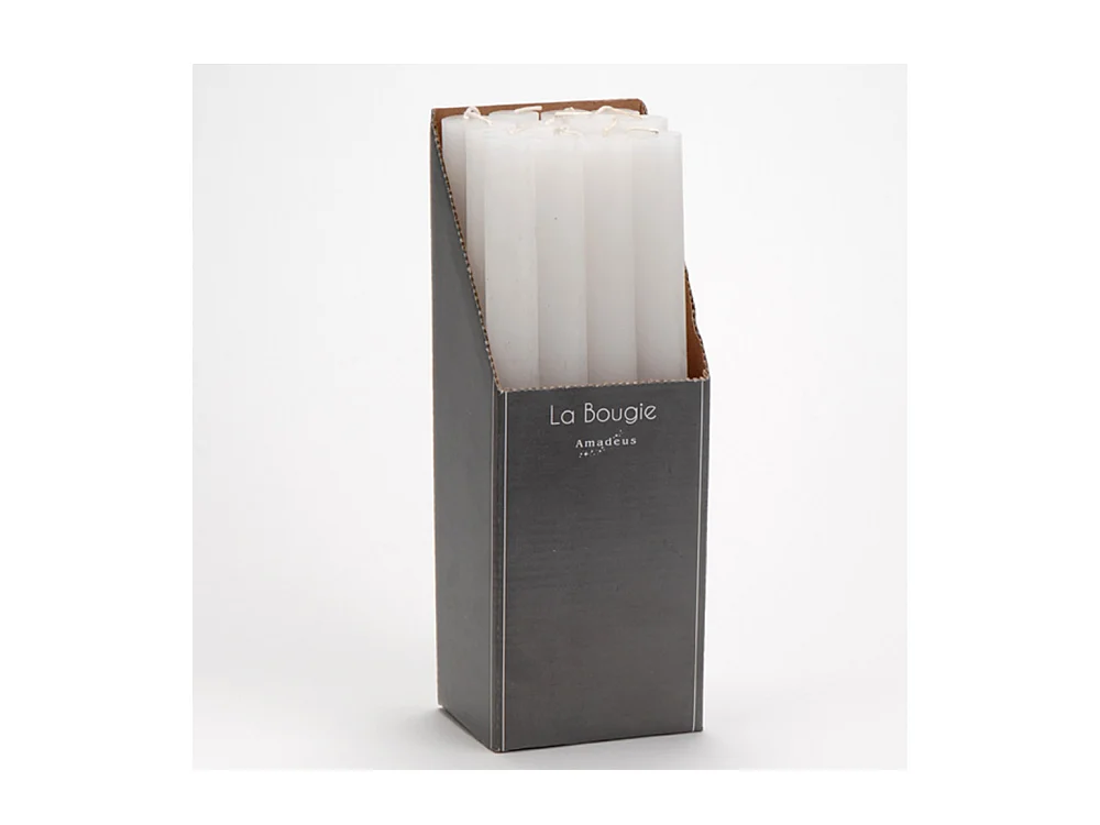 Bougie flambeau 25 cm blanc (lot de 12)