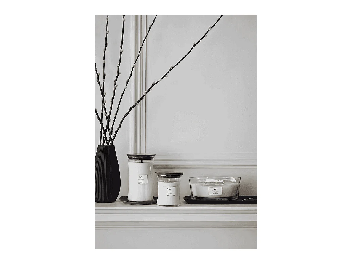 Sanduhr-Duftkerze, Linen, weiß, 275 gr