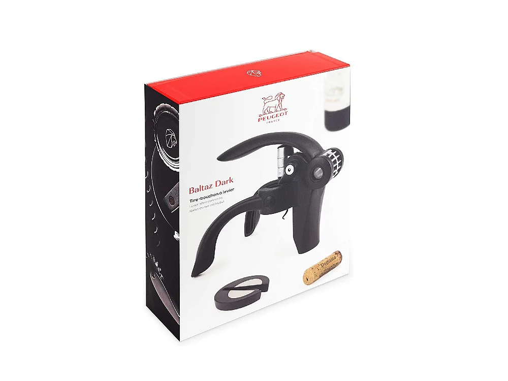 Tire-bouchon à levier noir avec coupe-capsule 14 cm Baltazar Dark