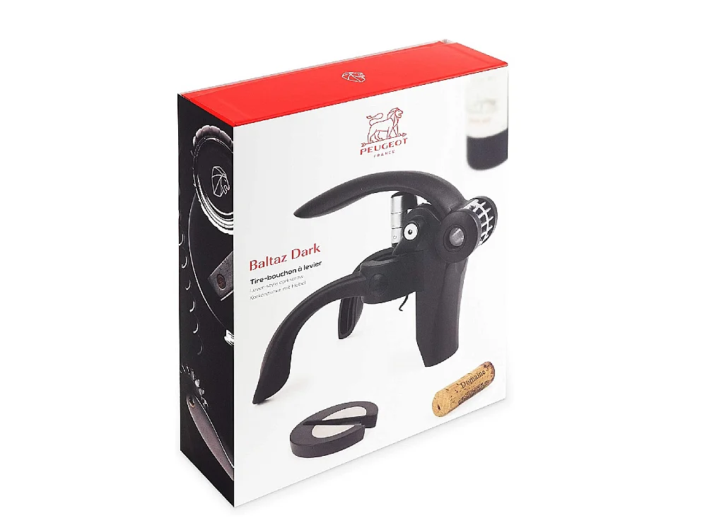 Tire-bouchon à levier noir avec coupe-capsule 14 cm Baltazar Dark