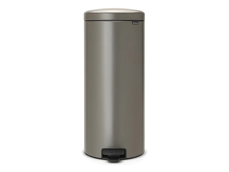 Balde de Lixo com Pedal NewIcon 30L Platinum Código G Cinza Metálico 30L Fecho Silencioso Anti-Odor