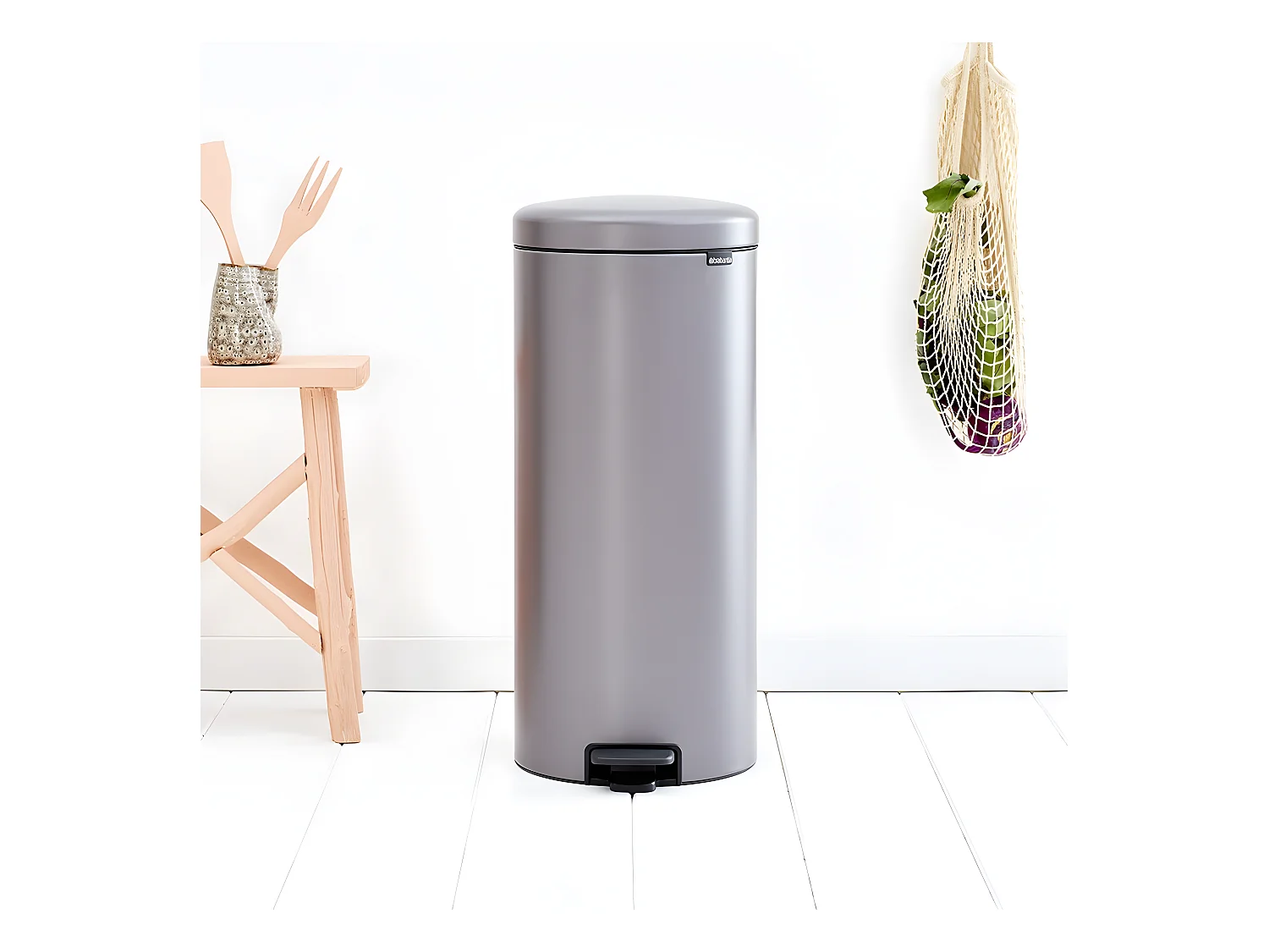 Pedaalemmer NewIcon 30L Platinum Code G Grijs Metaal 30L Stille Sluiting Geurwerend