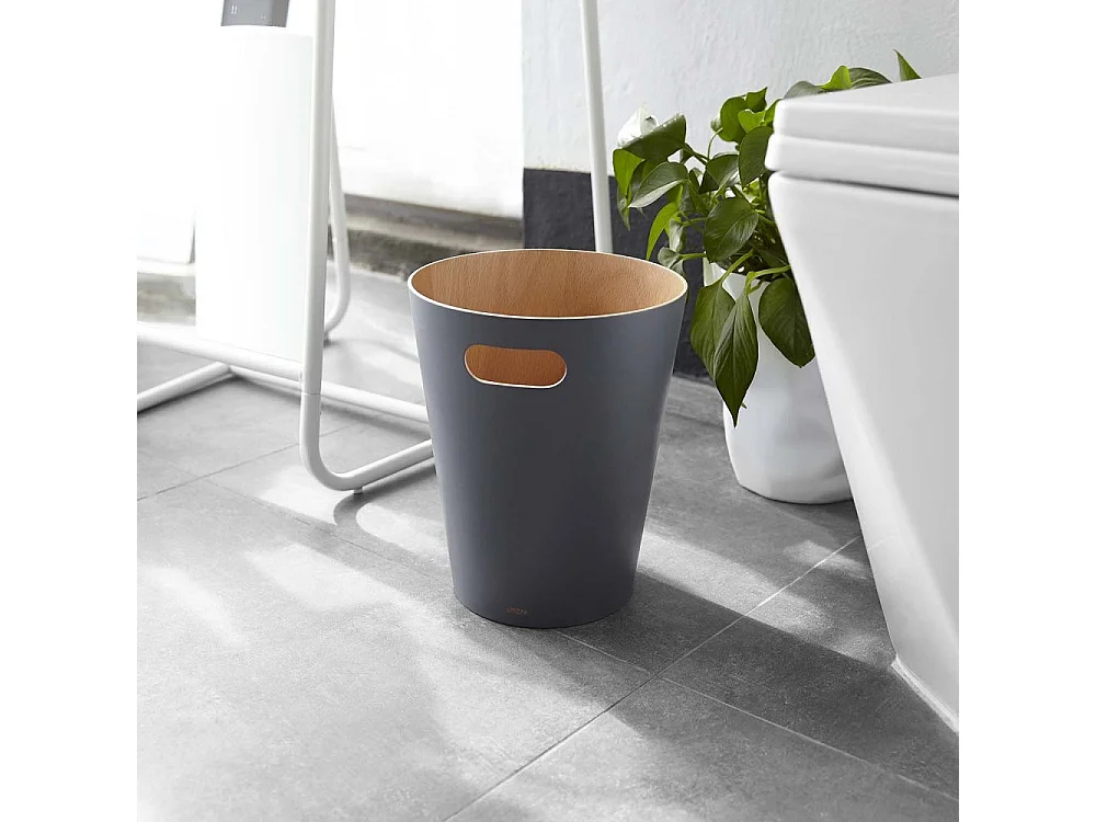 Corbeille à papiers en bois 7,5L anthracite Woodrow