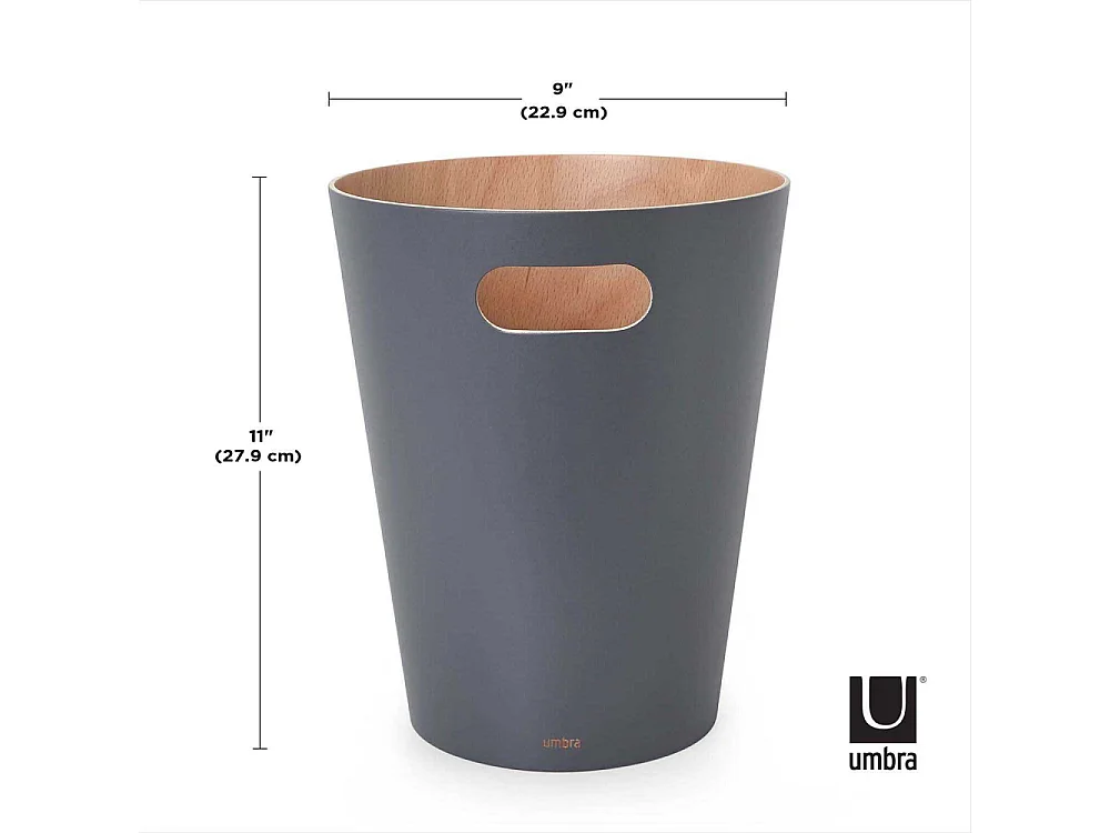 Corbeille à papiers en bois 7,5L anthracite Woodrow