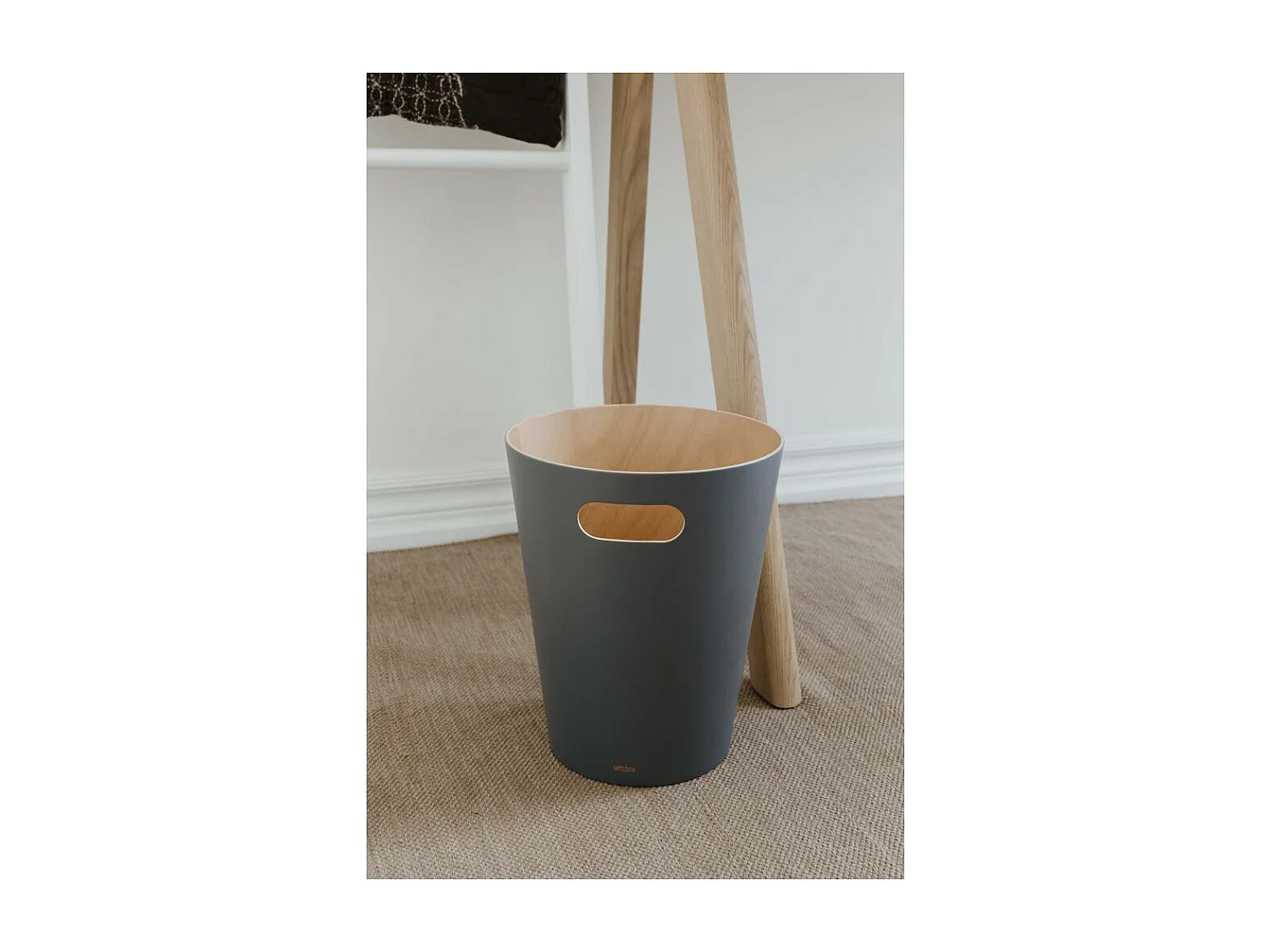 Corbeille à papiers en bois 7,5L anthracite Woodrow