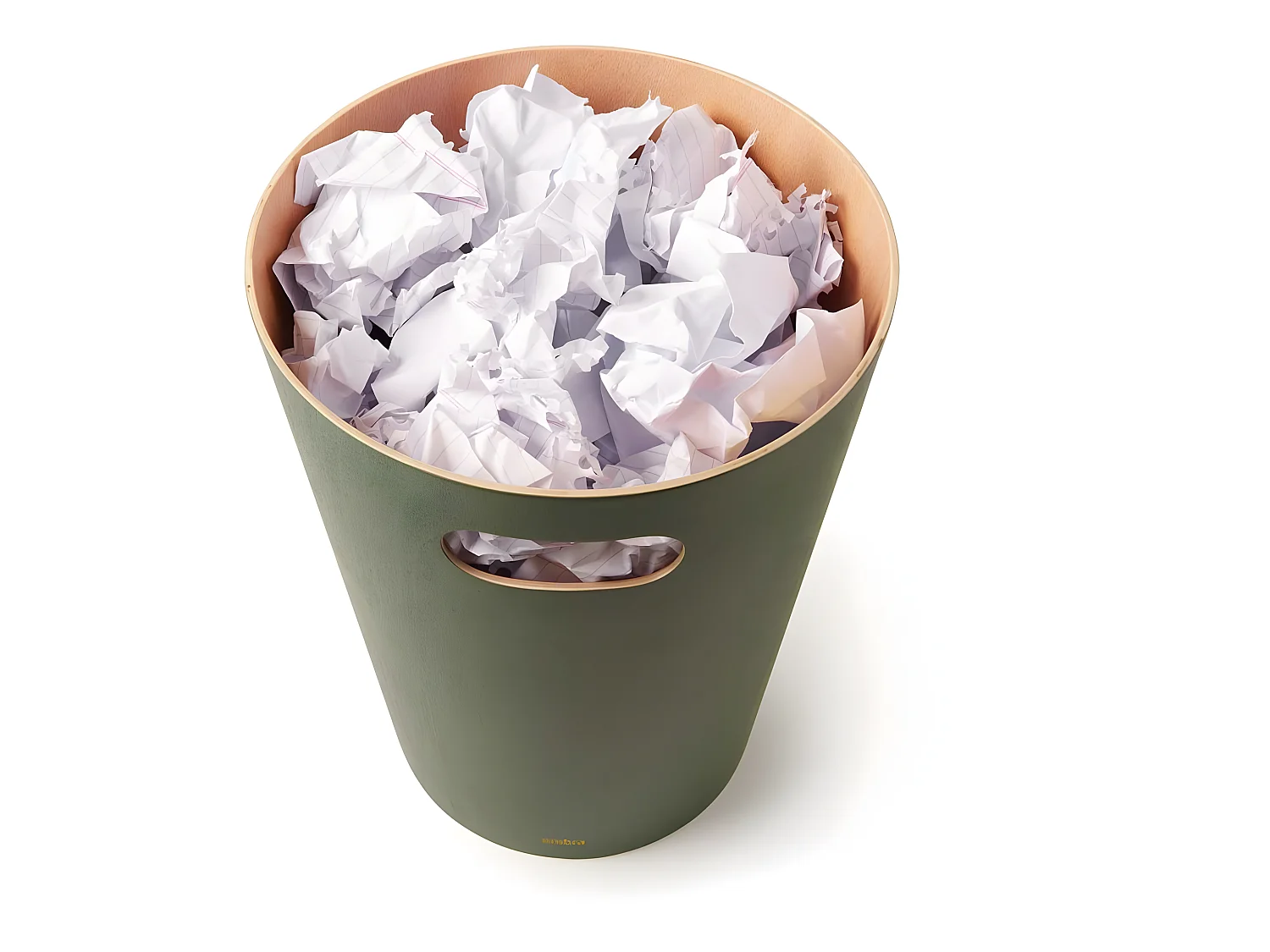 Corbeille à papiers en bois 7,5L Woodrow verte