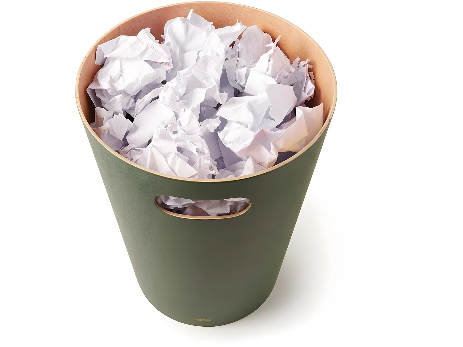 Corbeille à papiers en bois 7,5L Woodrow verte