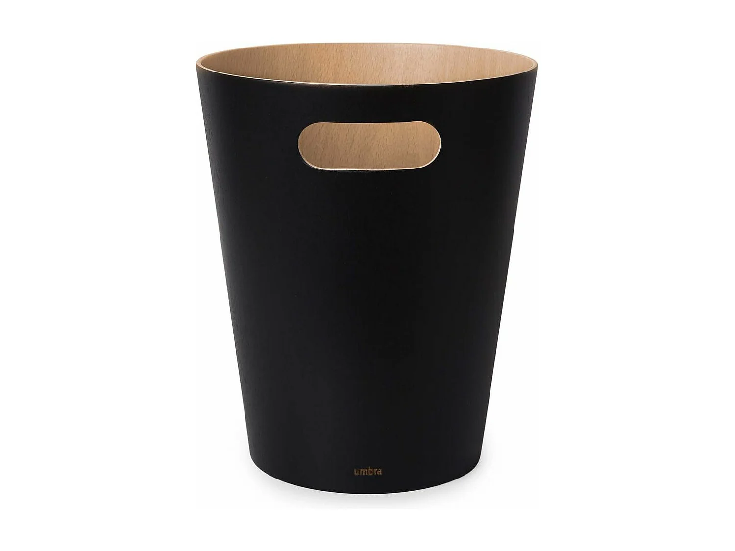 Corbeille à papiers en bois 7,5L Woodrow noir