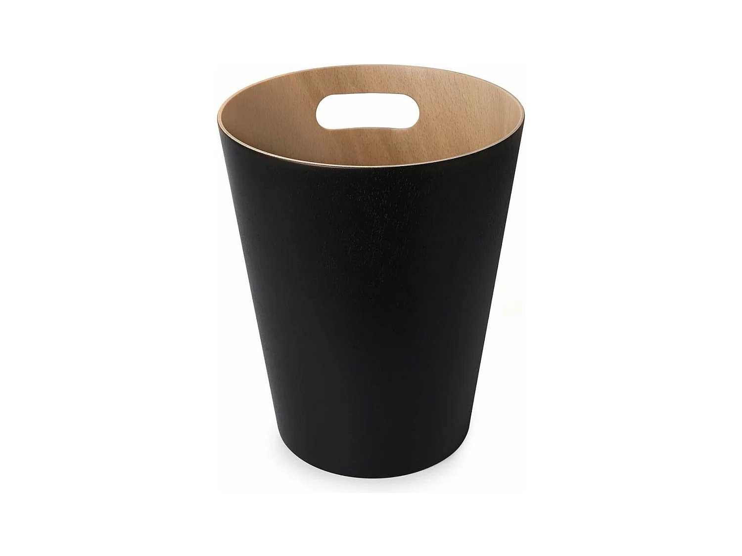 Corbeille à papiers en bois 7,5L Woodrow noir