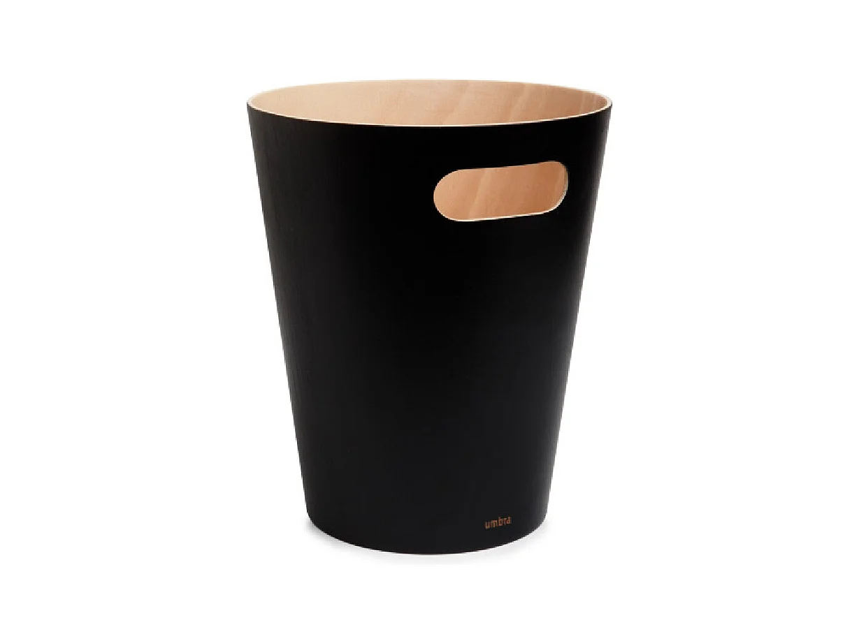 Corbeille à papiers en bois 7,5L Woodrow noir