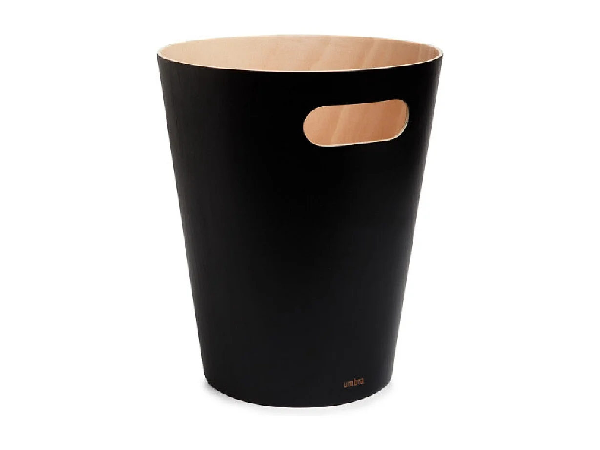 Corbeille à papiers en bois 7,5L Woodrow noir