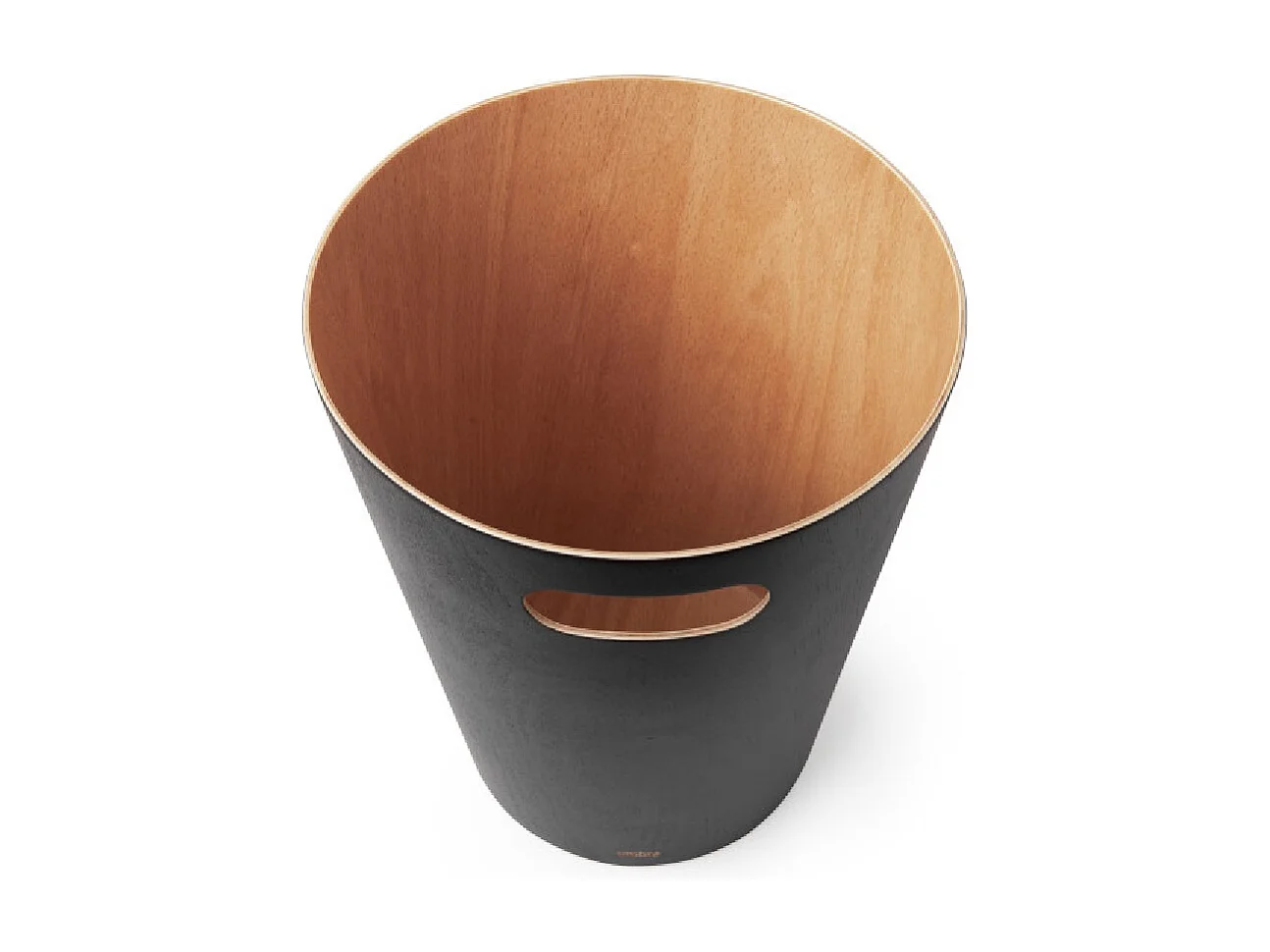 Corbeille à papiers en bois 7,5L Woodrow noir