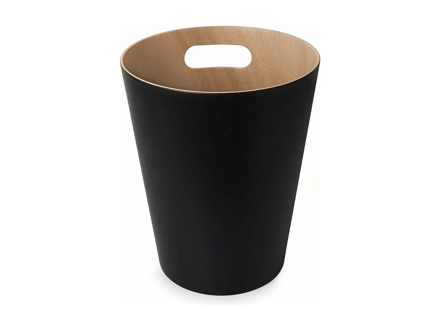 Corbeille à papiers en bois 7,5L Woodrow noir