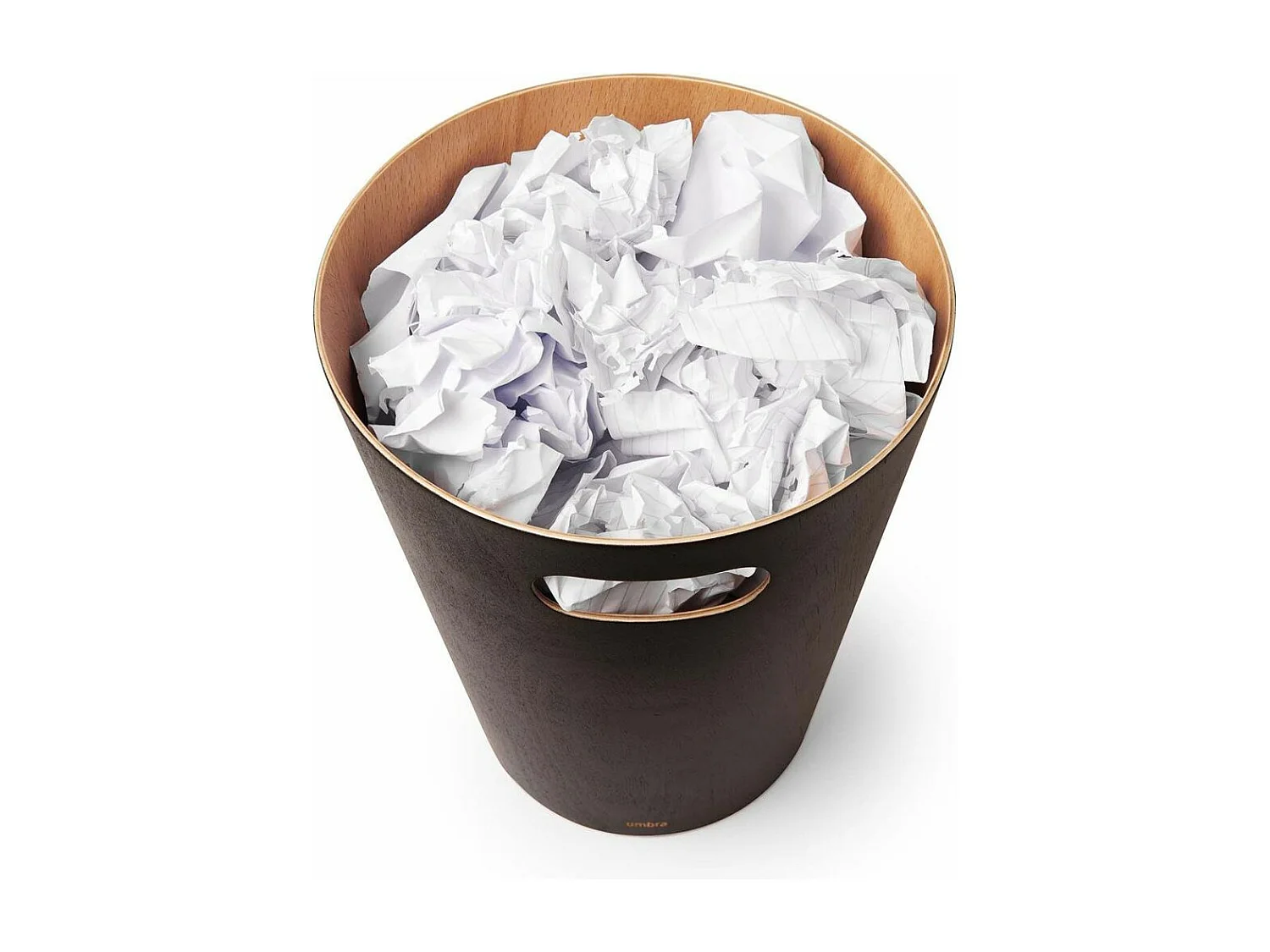 Corbeille à papiers en bois 7,5L Woodrow noir