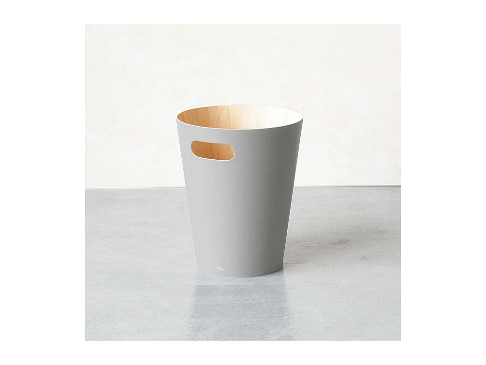 Poubelle à papiers en bois Woodrow grise 7.5L