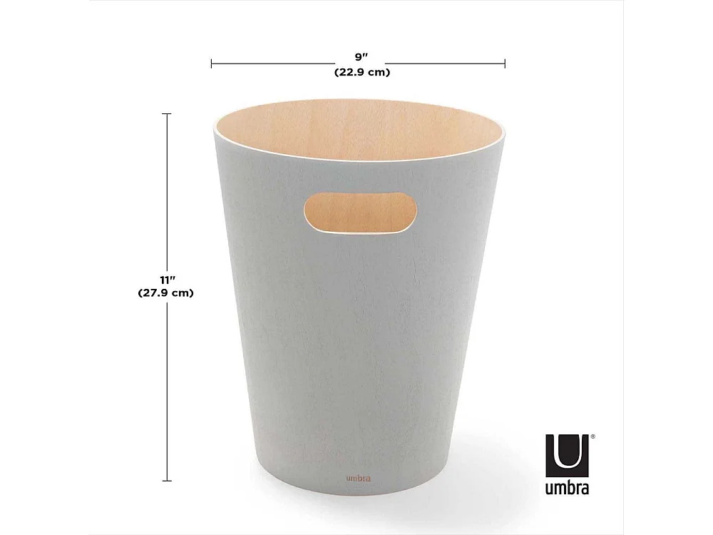 Poubelle à papiers en bois Woodrow grise 7.5L