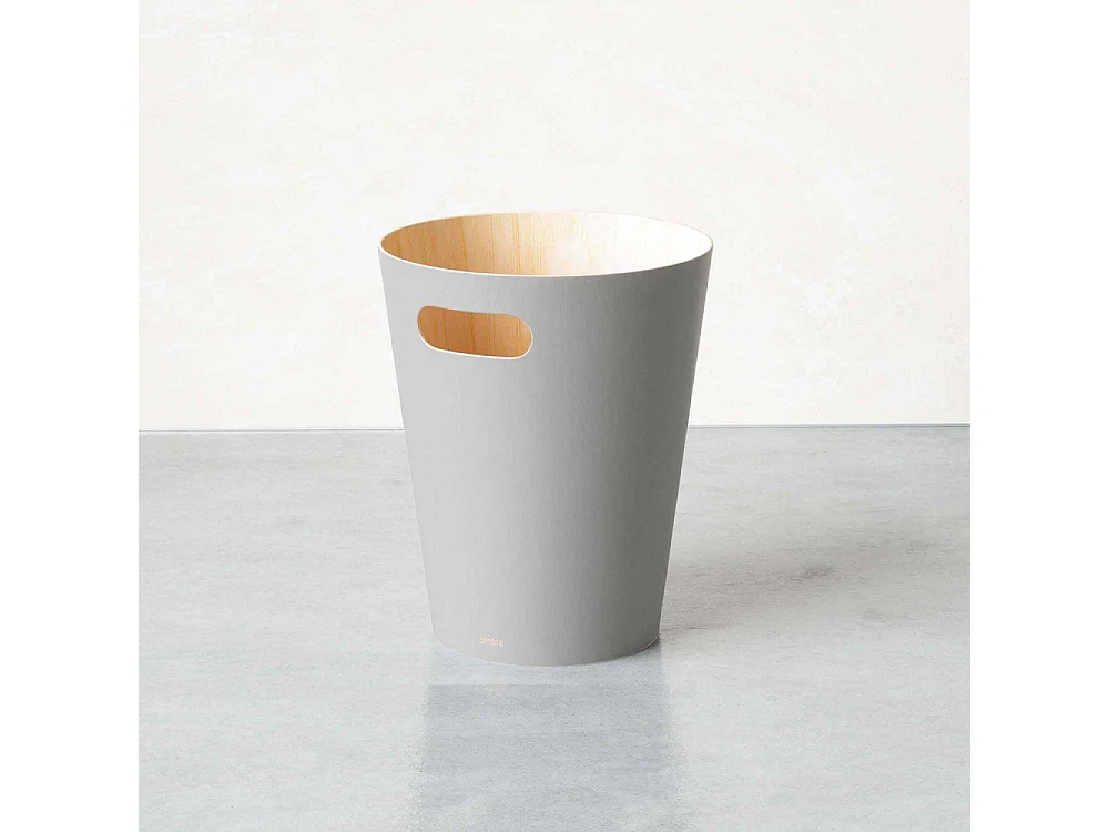 Poubelle à papiers en bois Woodrow grise 7.5L