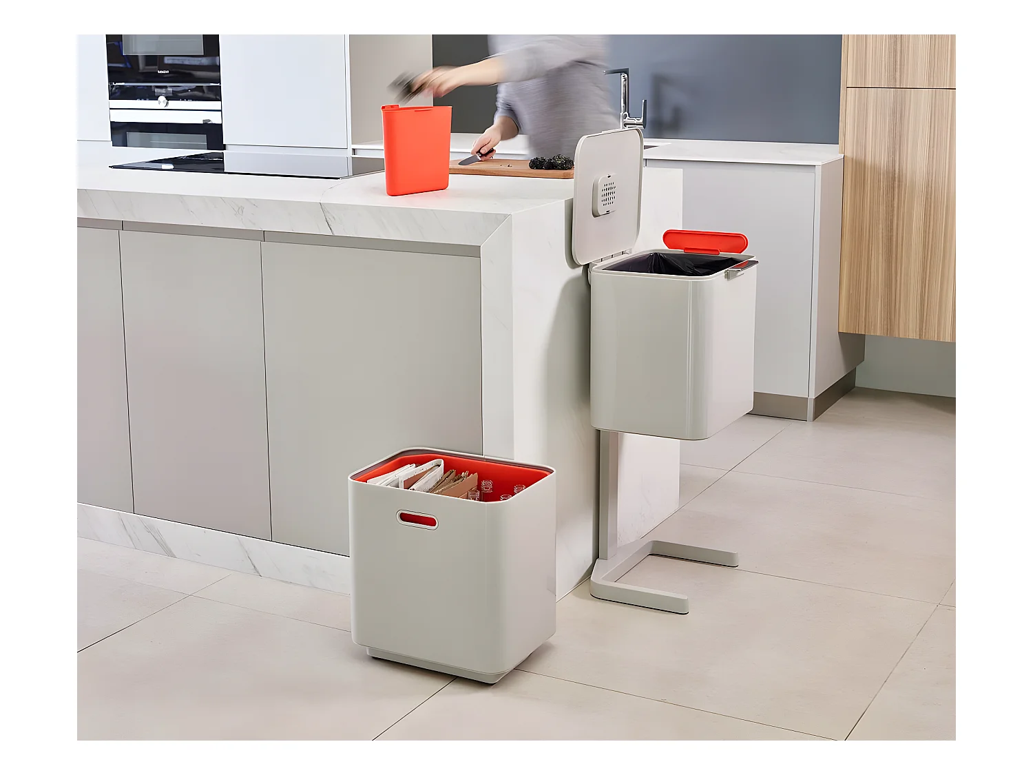 Poubelle de tri sélectif Totem 60L Anthracite