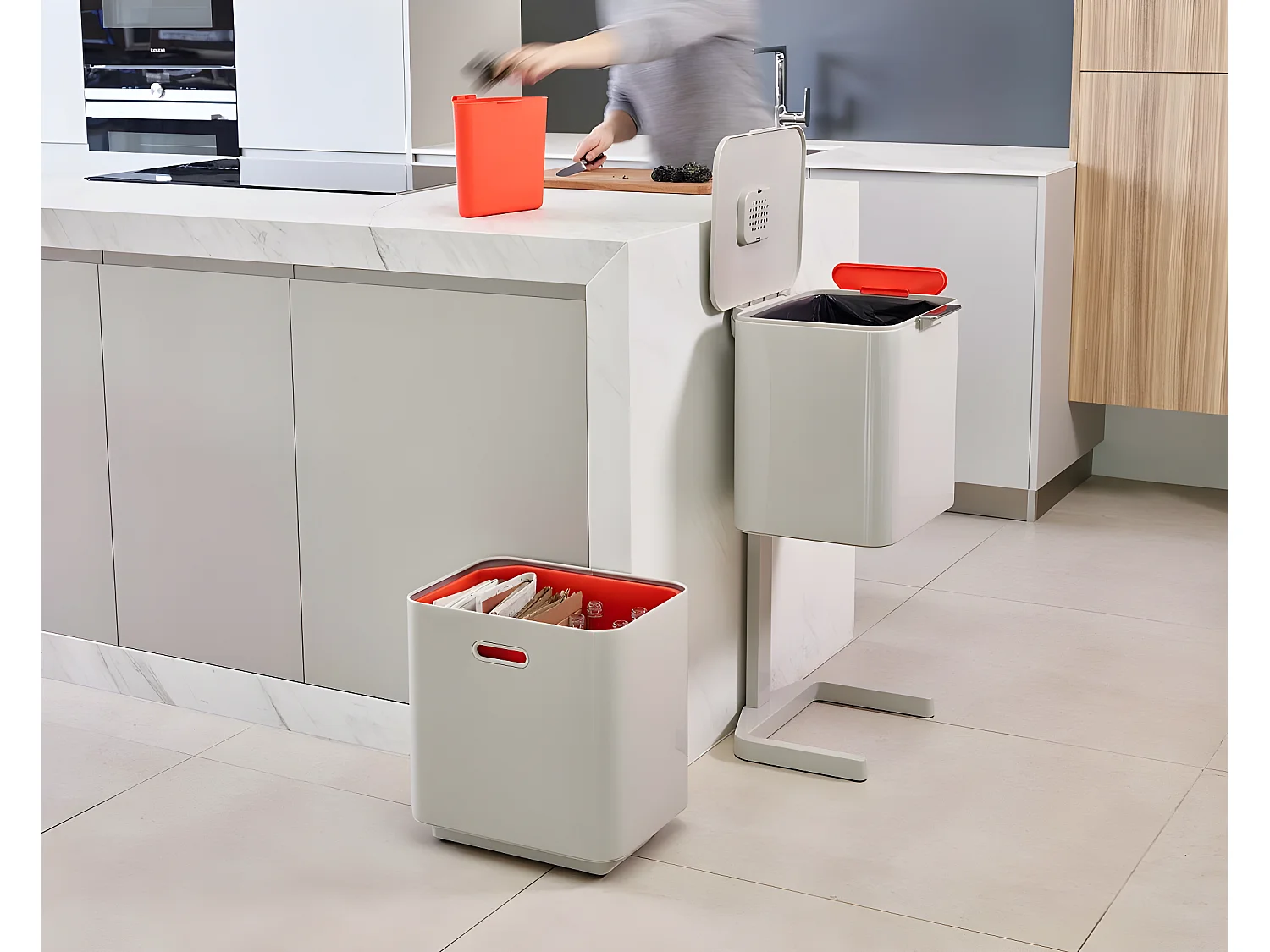 Poubelle de tri sélectif Totem 60L Anthracite