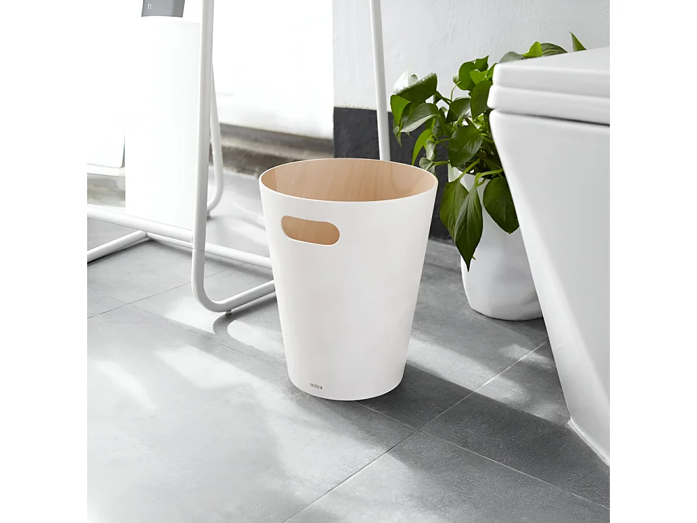 Corbeille à papiers en bois 7,5L blanc Woodrow