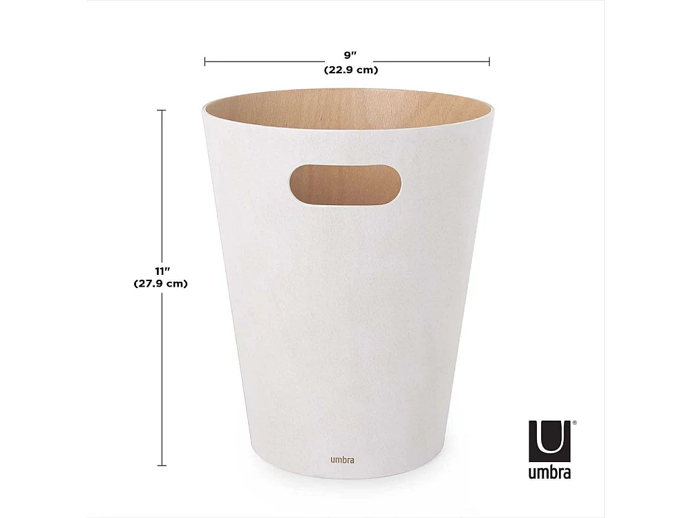 Corbeille à papiers en bois 7,5L blanc Woodrow