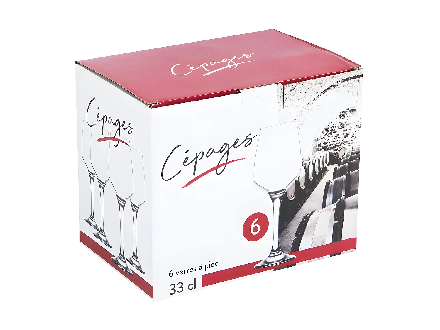 Boîte de 6 verres à pied Cépages 33 cl