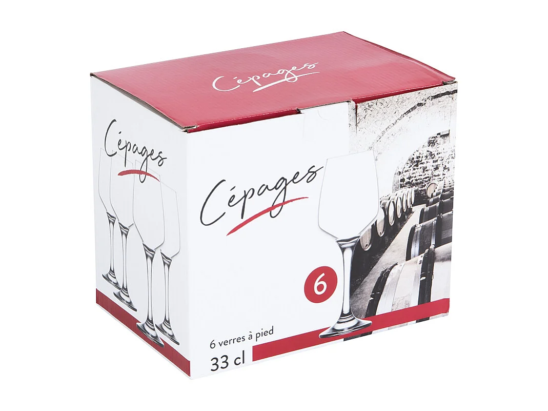 Boîte de 6 verres à pied Cépages 33 cl