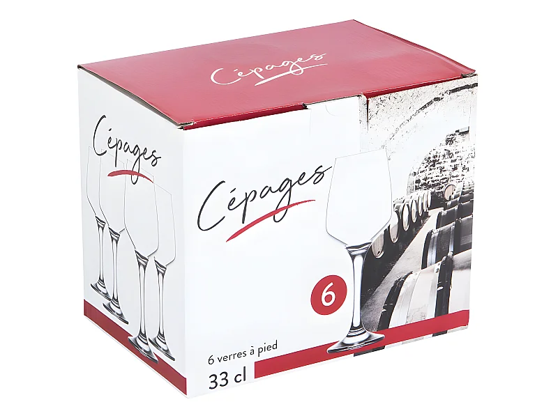 Boîte de 6 verres à pied Cépages 33 cl