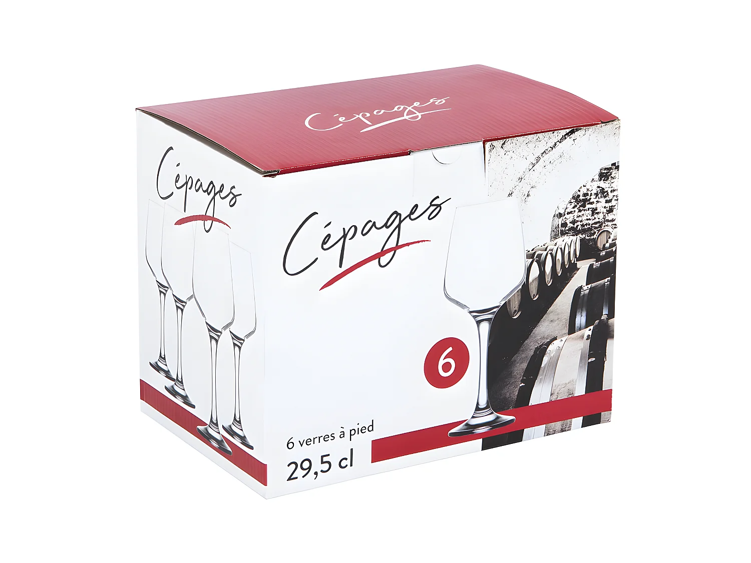 Boîte de 6 verres à pied Cépages 29,5 cl
