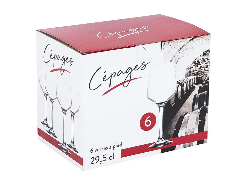 Boîte de 6 verres à pied Cépages 29,5 cl