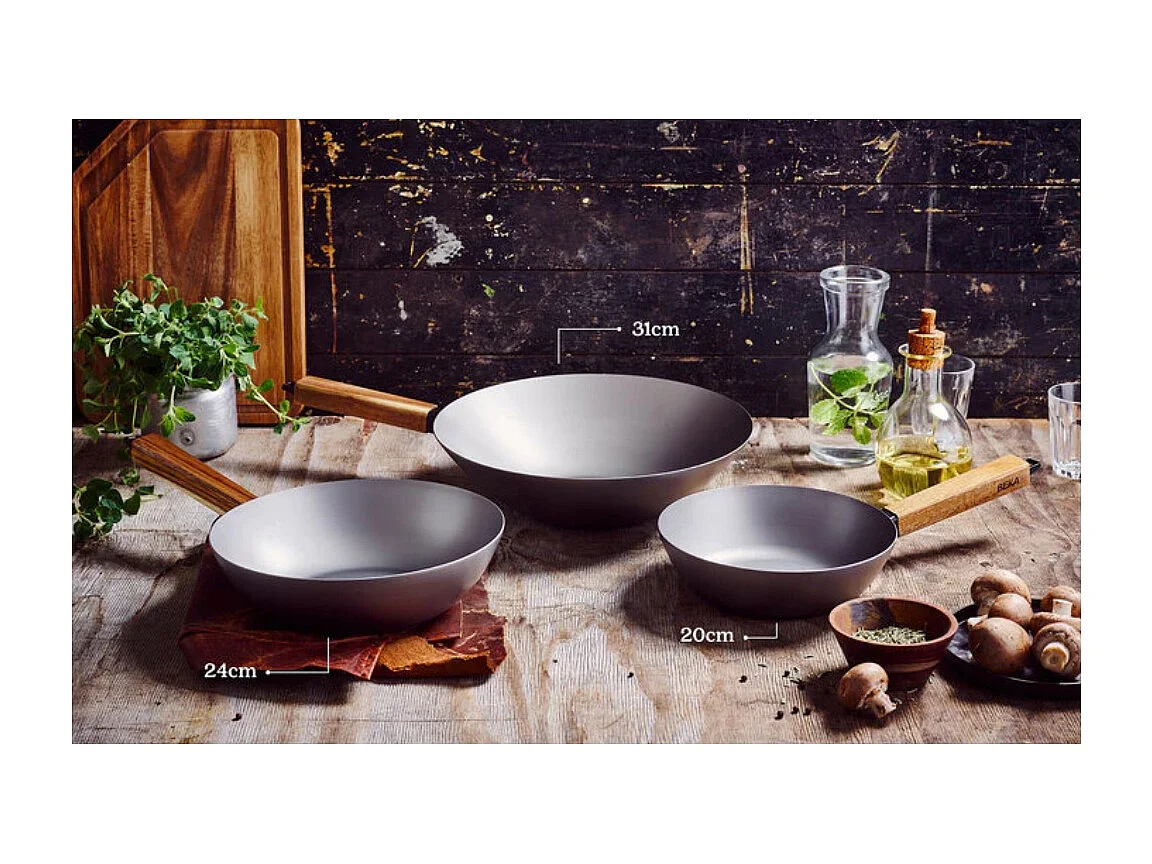 Poêle wok Nomad 31 cm en acier carbone
