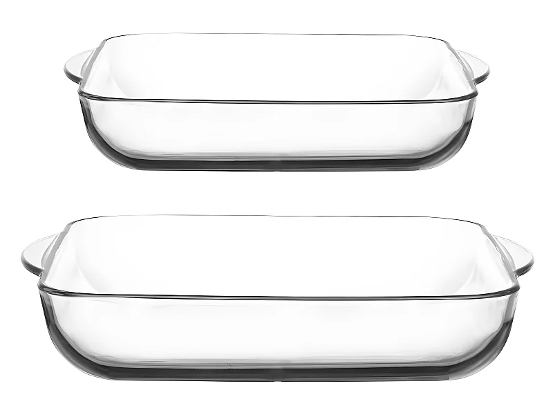 Lot de 2 Plats Culinaires en Verre "Carrées" 28cm Transparent