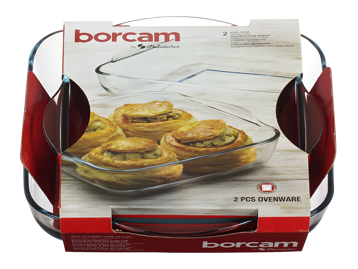 Lot de 2 Plats Culinaires en Verre "Carrées" 28cm Transparent