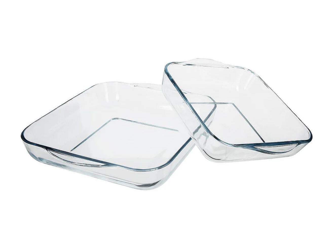 Lot de 2 Plats Culinaires en Verre "Carrées" 28cm Transparent