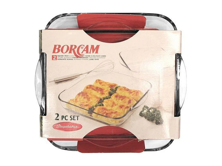 Lot de 2 Plats Culinaires en Verre "Carrées" 28cm Transparent