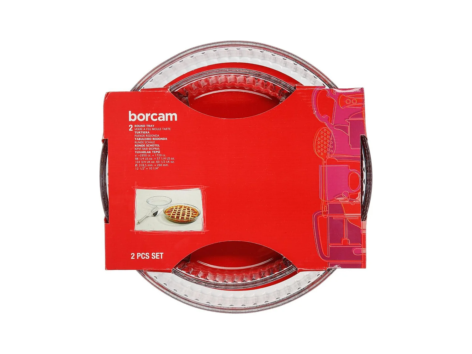 Lot de 2 Plats à Tartes "Verre" 32cm Transparent