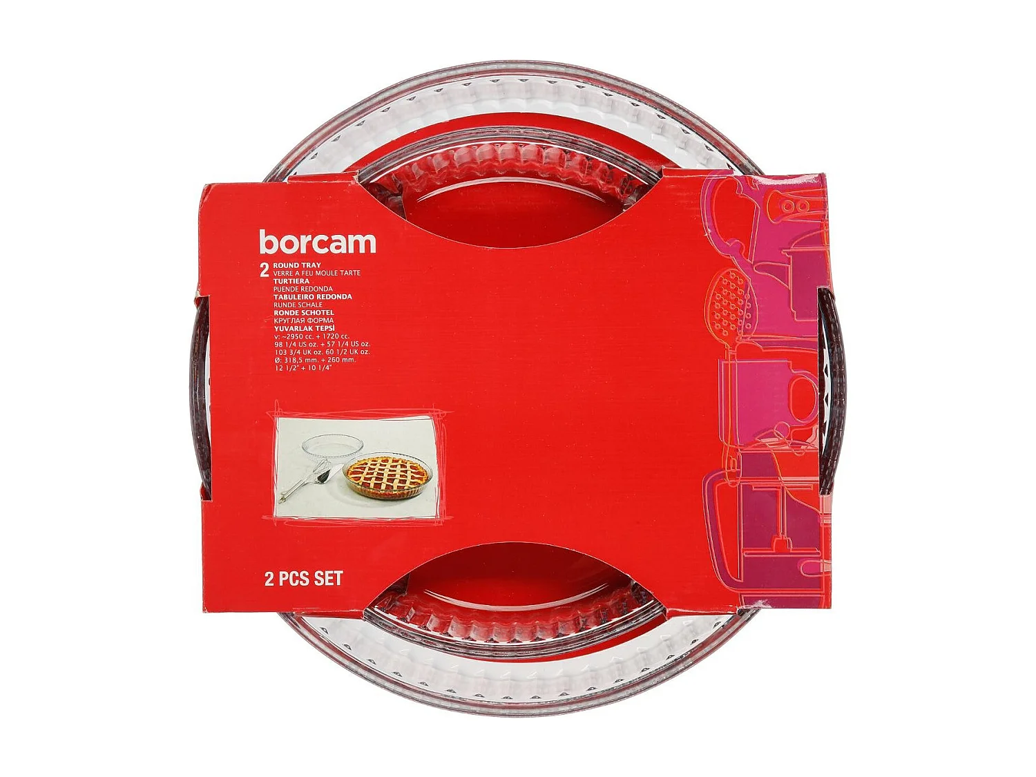 Lot de 2 Plats à Tartes "Verre" 32cm Transparent