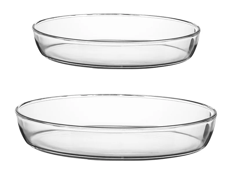 Lot de 2 Plats Culinaires en Verre "Ovales" 35cm Transparent