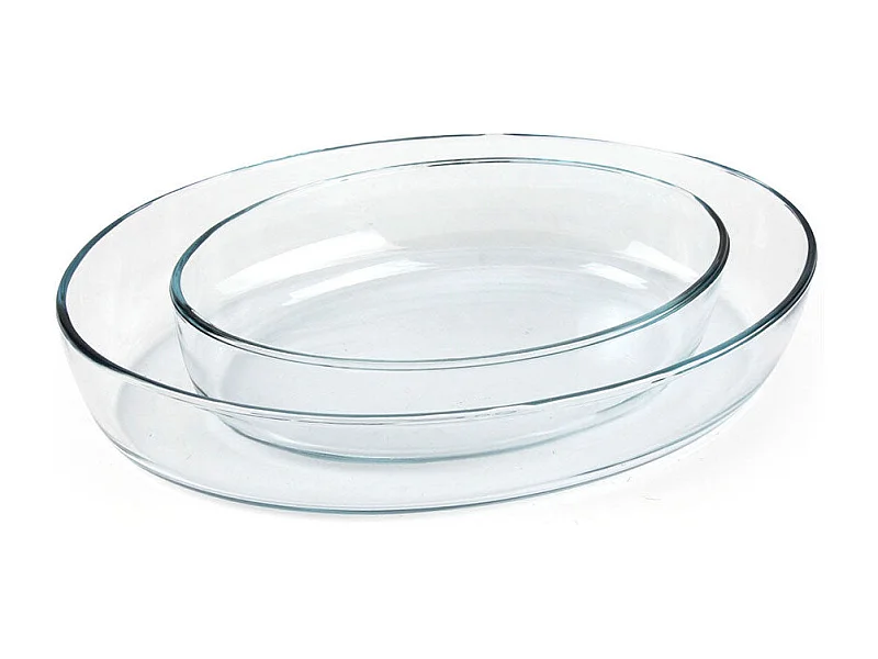 Set aus 2 ovalen Glasplatten für Backofen und Mikrowelle